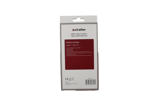CIRAFON USB 3.1 type-C male to type-A male cable gen2